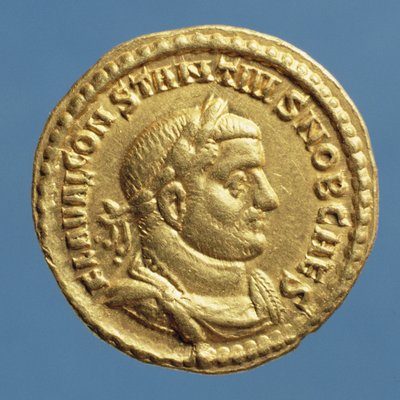 Aureo (dritto) di Costanzo I (Cloro) Cesare (294-305) Augusto (305-306) Iscrizione: FLA VAL CONSTANTIVS NOB CAES da Roman